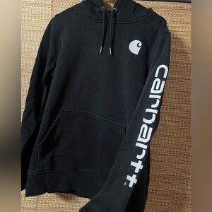 Carhartt Women’s Black Hoodie with Sleeve Logo